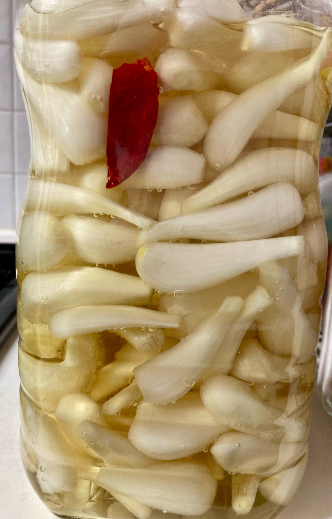 らっきょうの甘酢漬け、手作りで甘さ控えめに。