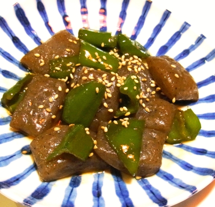 コンニャクとピーマンの焼肉のたれ炒め