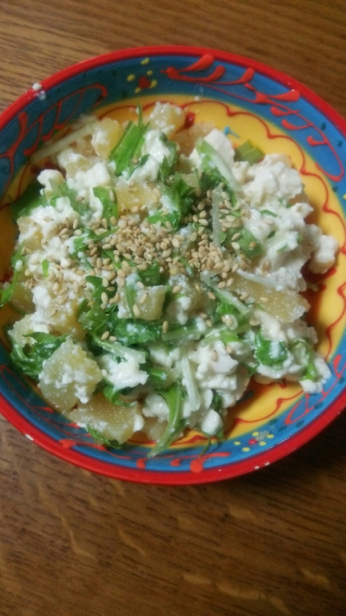 数の子と水菜と豆腐のサラダ