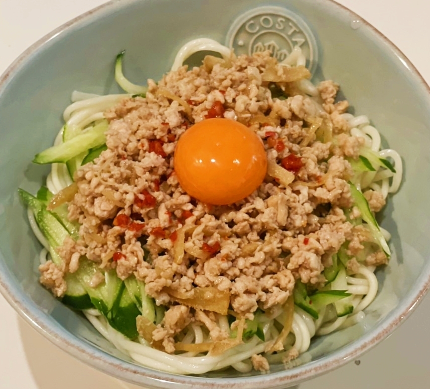 ヘルシー高タンパク！鶏ひき肉のぶっかけ冷やしうどん