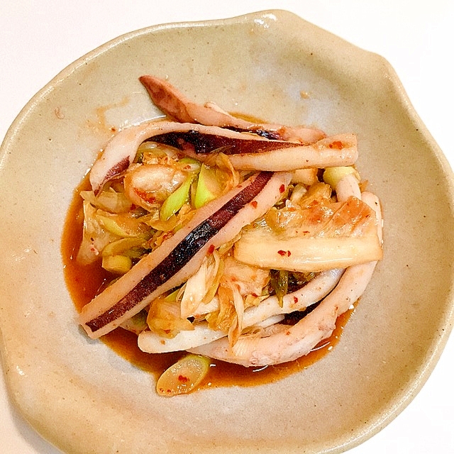 冷凍で簡単 イカとキムチと長ねぎのおつまみ レシピ 作り方 By だだちゃまめごはん 楽天レシピ