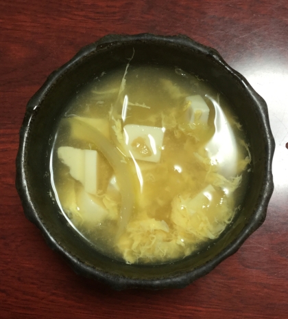 玉ねぎと豆腐のしょうがいりかき玉汁