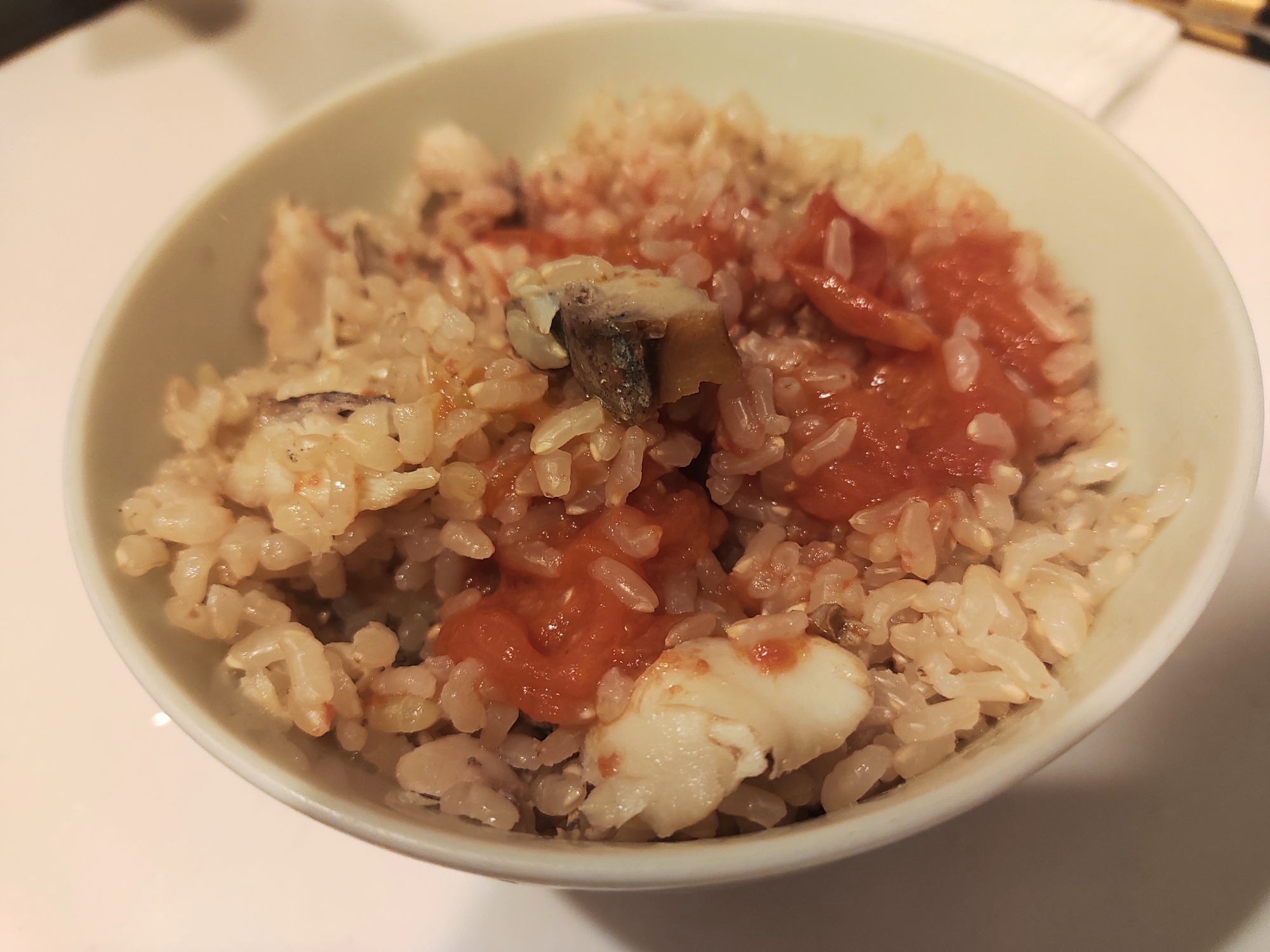 ホッケとミニトマトのイタリアン玄米炊き込みご飯