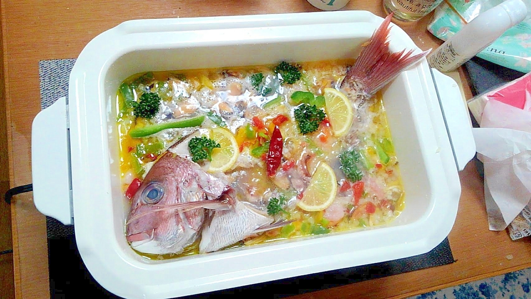 鯛の活き造りを食べたら残りは捨てずにブイヤパッツァ レシピ 作り方 By かんたんれぴこ 楽天レシピ