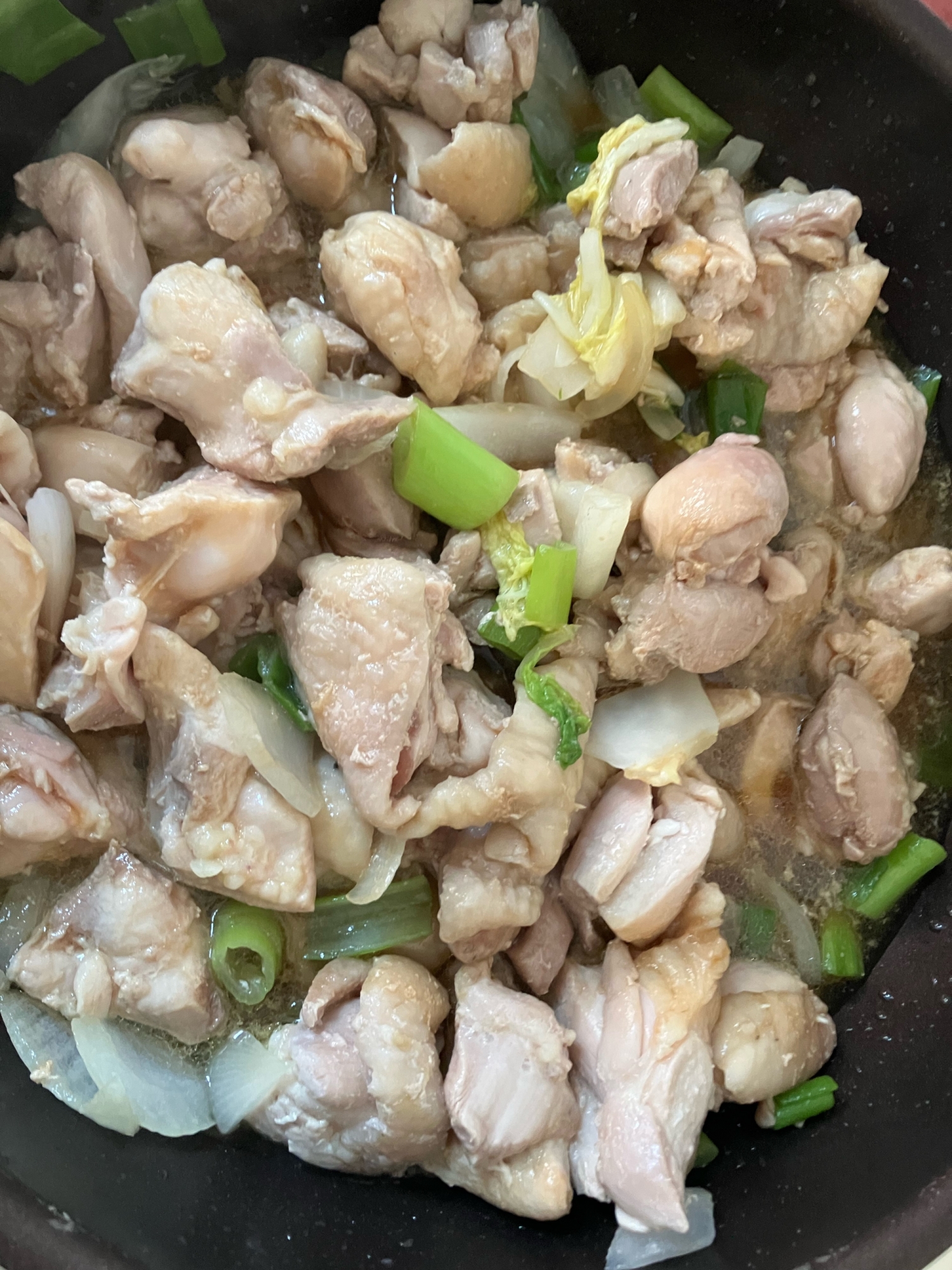 ネギと白菜と鶏肉炒め