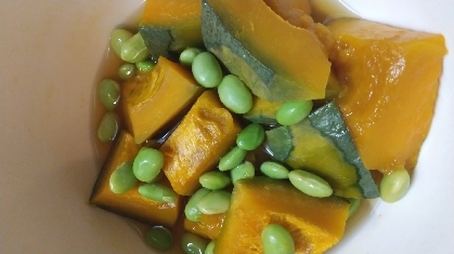 レンジで！かぼちゃと枝豆の煮物