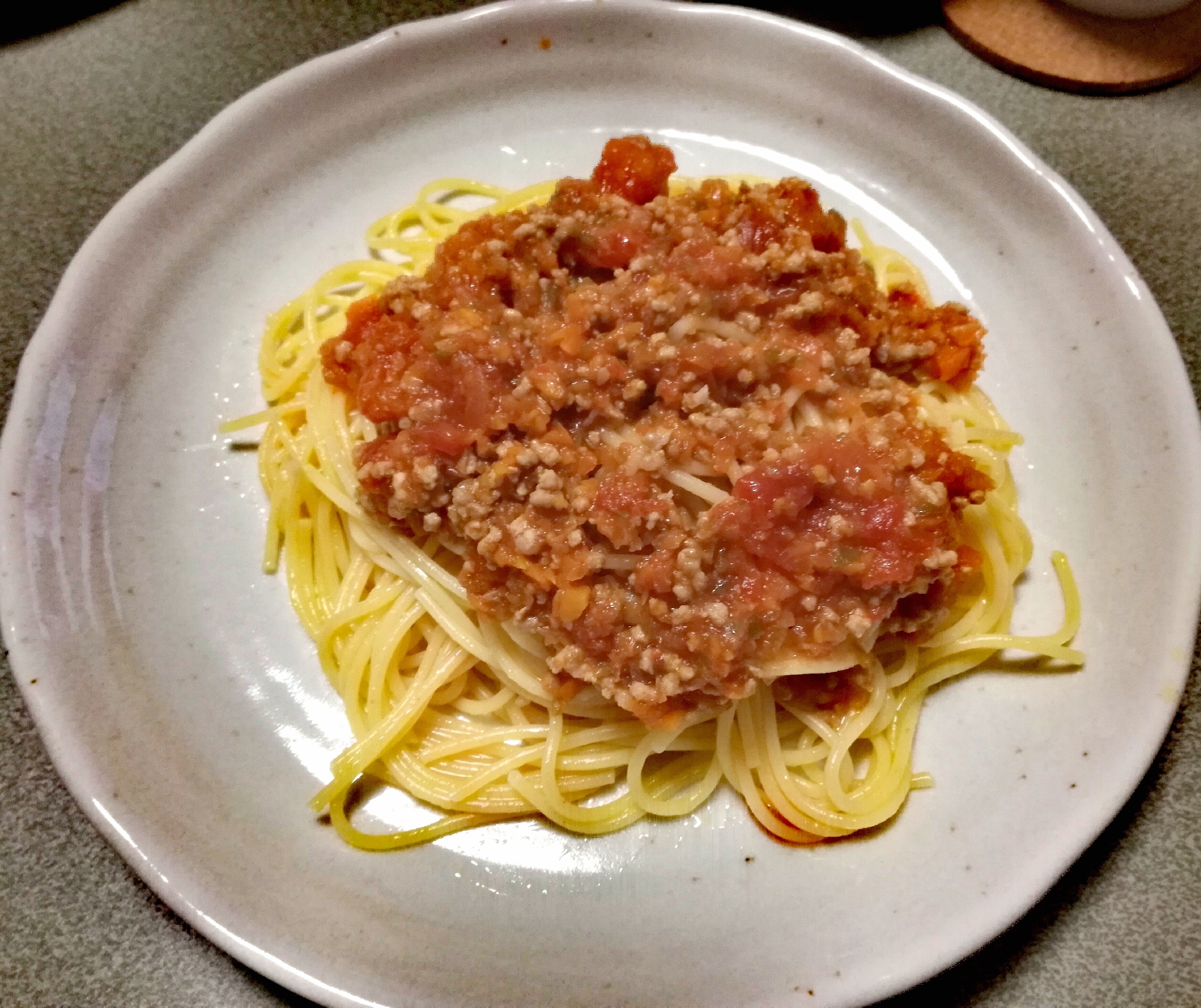 簡単ミートソースのスパゲッティ