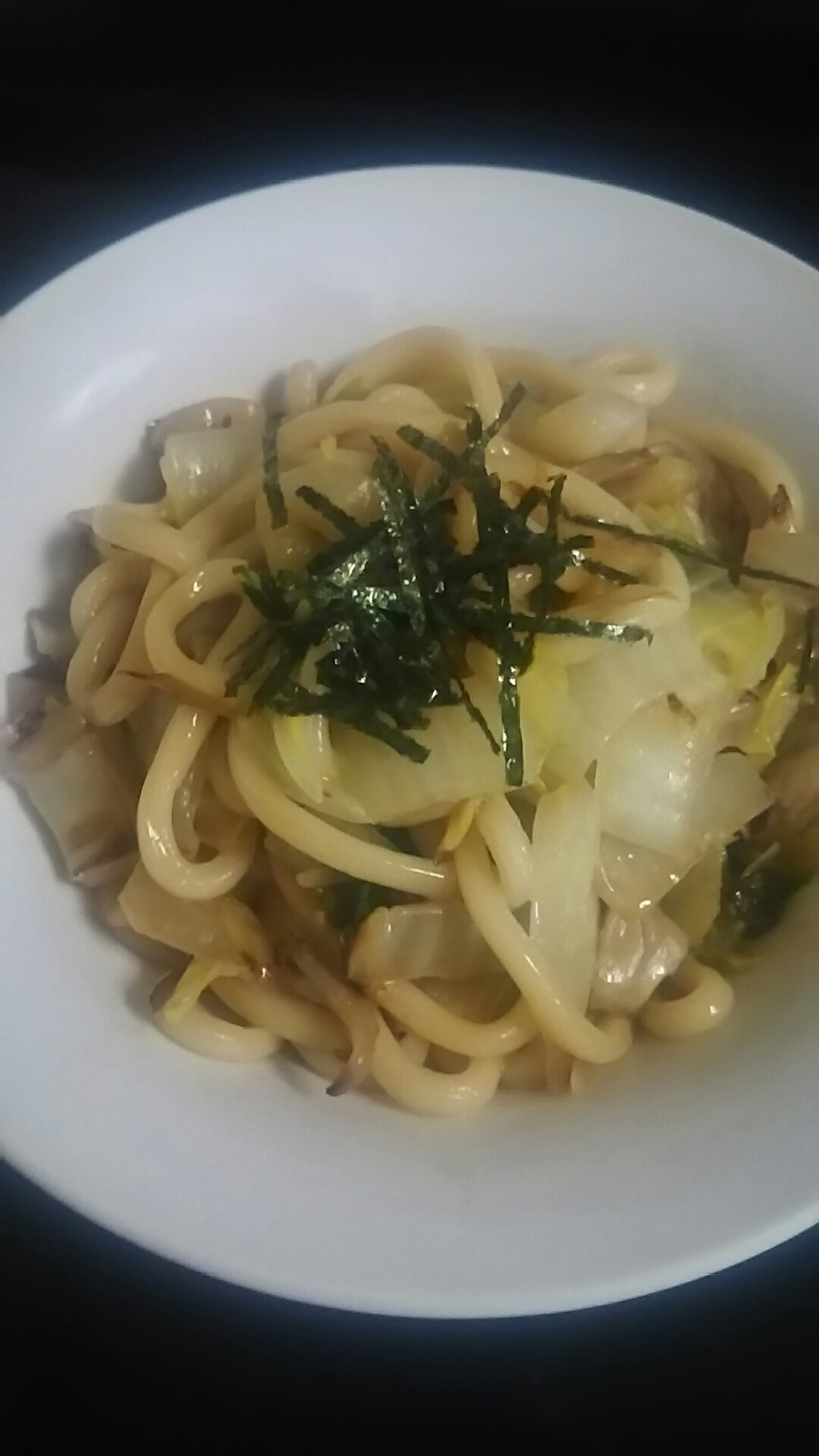 白菜とクリームチーズの焼きうどん