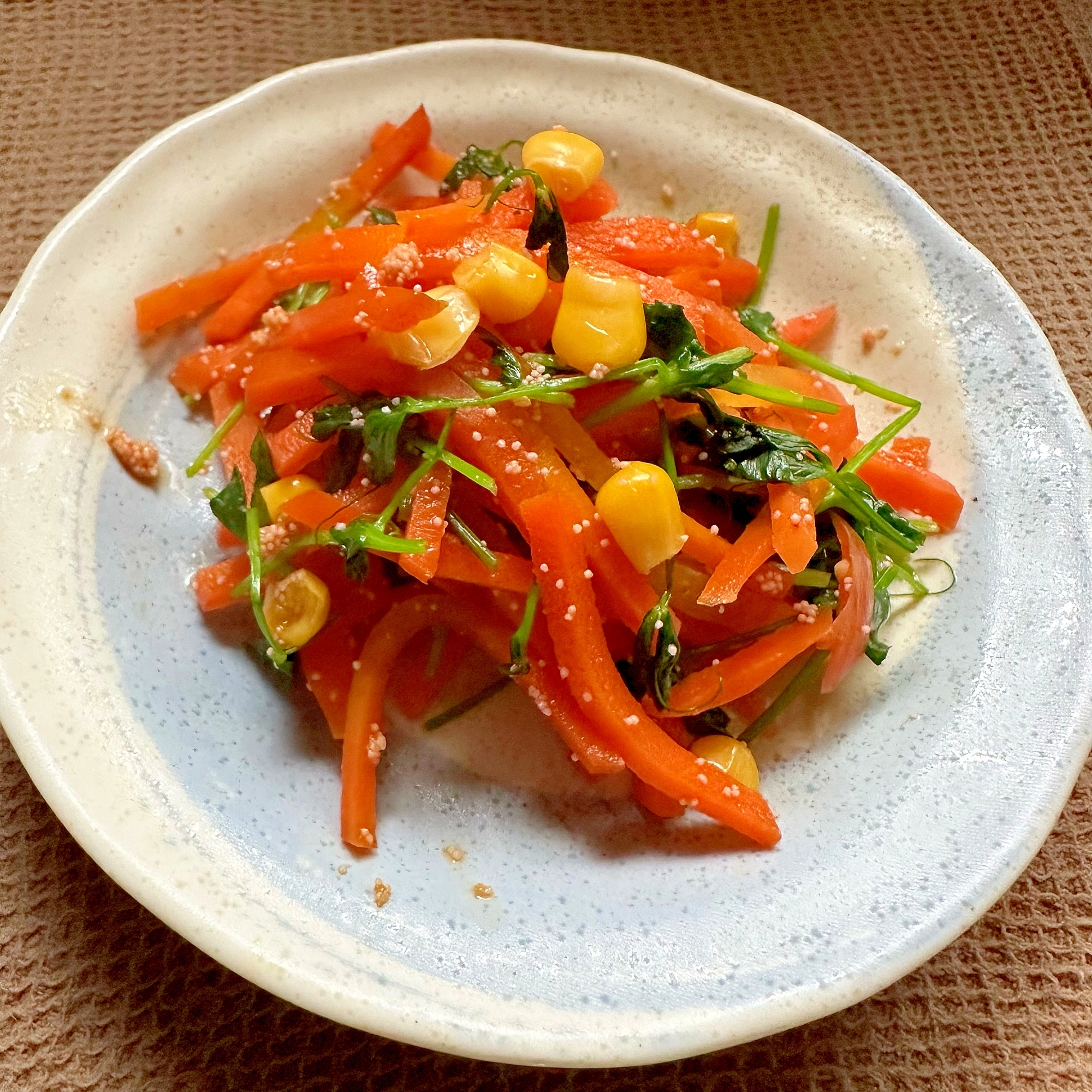 にんじんと豆苗の明太子炒め