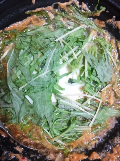 シャキシャキ水菜でキムチ鍋