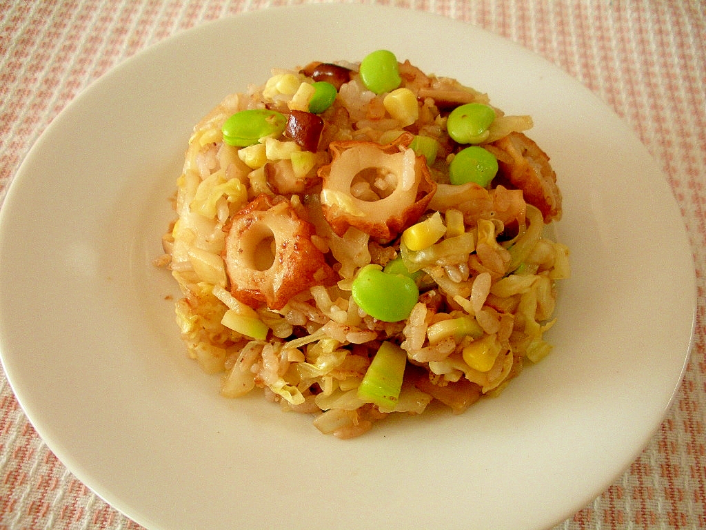 ☆ちくわとコーンと枝豆のチャーハン☆