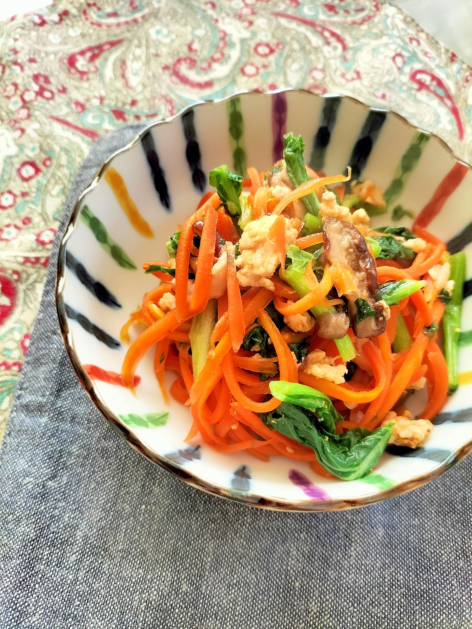 鶏ひき肉と人参のビタミン炒め煮♩