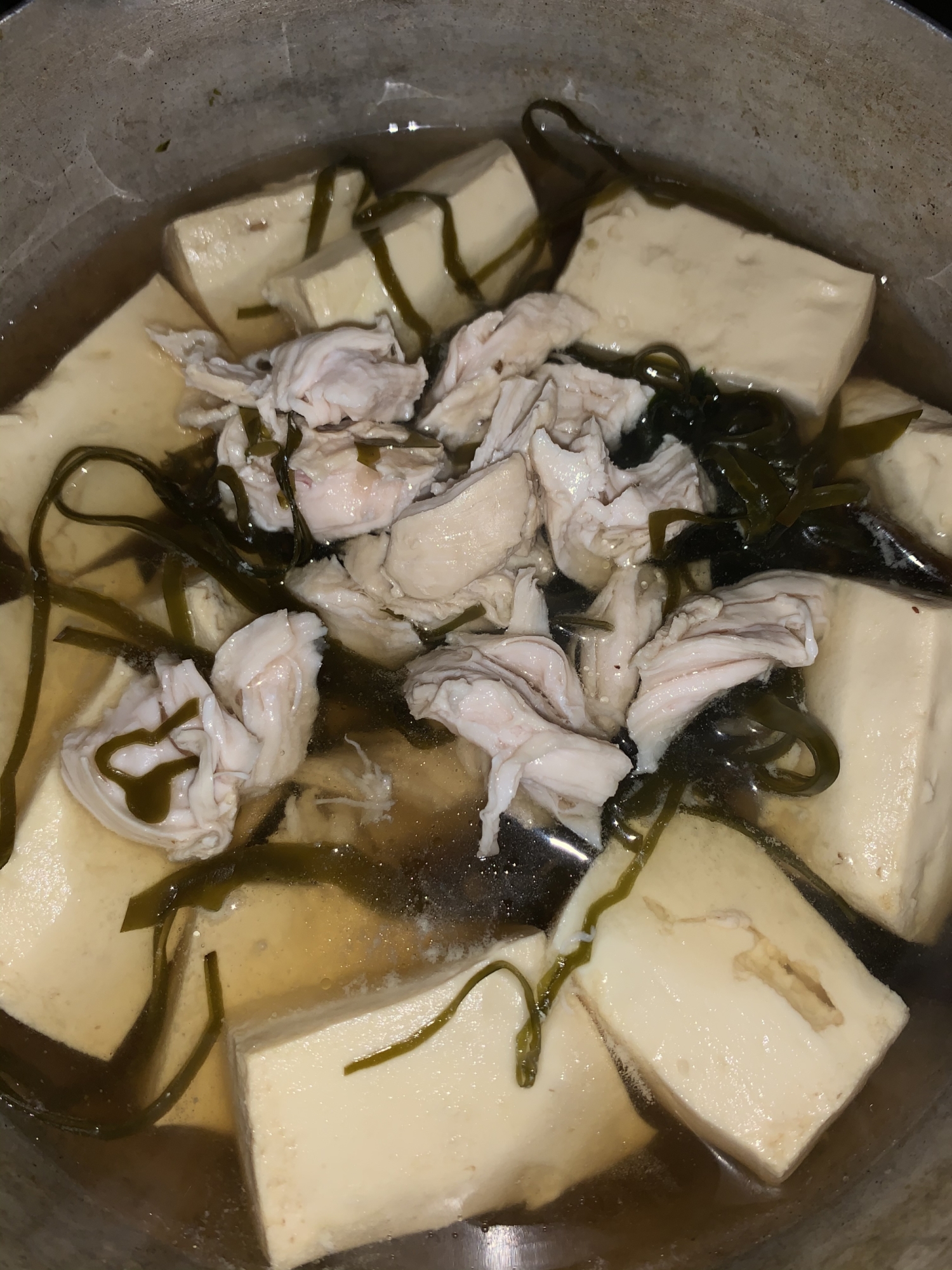 昆布とささみと豆腐の簡単シンプル醤油汁