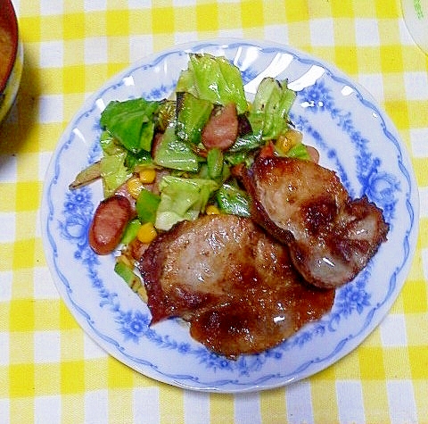 豚焼き肉とキャベツ炒め