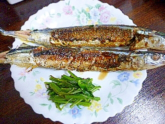 ほうれん草＆秋刀魚の塩焼き