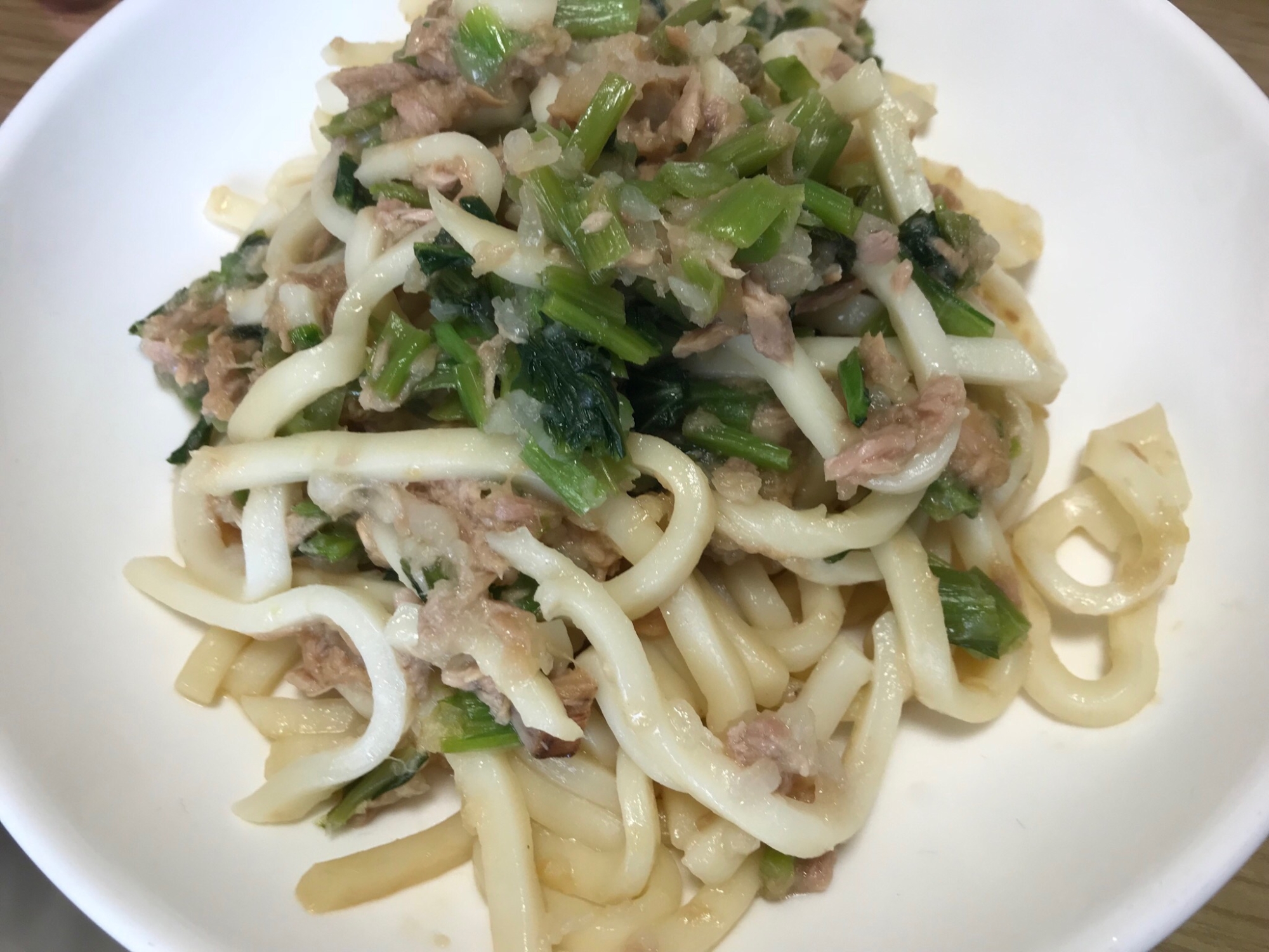 ツナと小松菜の焼うどん