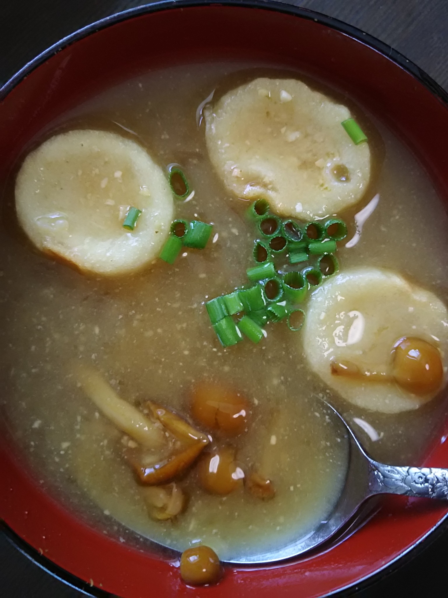 なめことお麩のお味噌汁(^^)