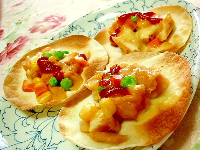 餃子の皮ｄｅ❤チキン南蛮とMIXベジのバジル焼き❤