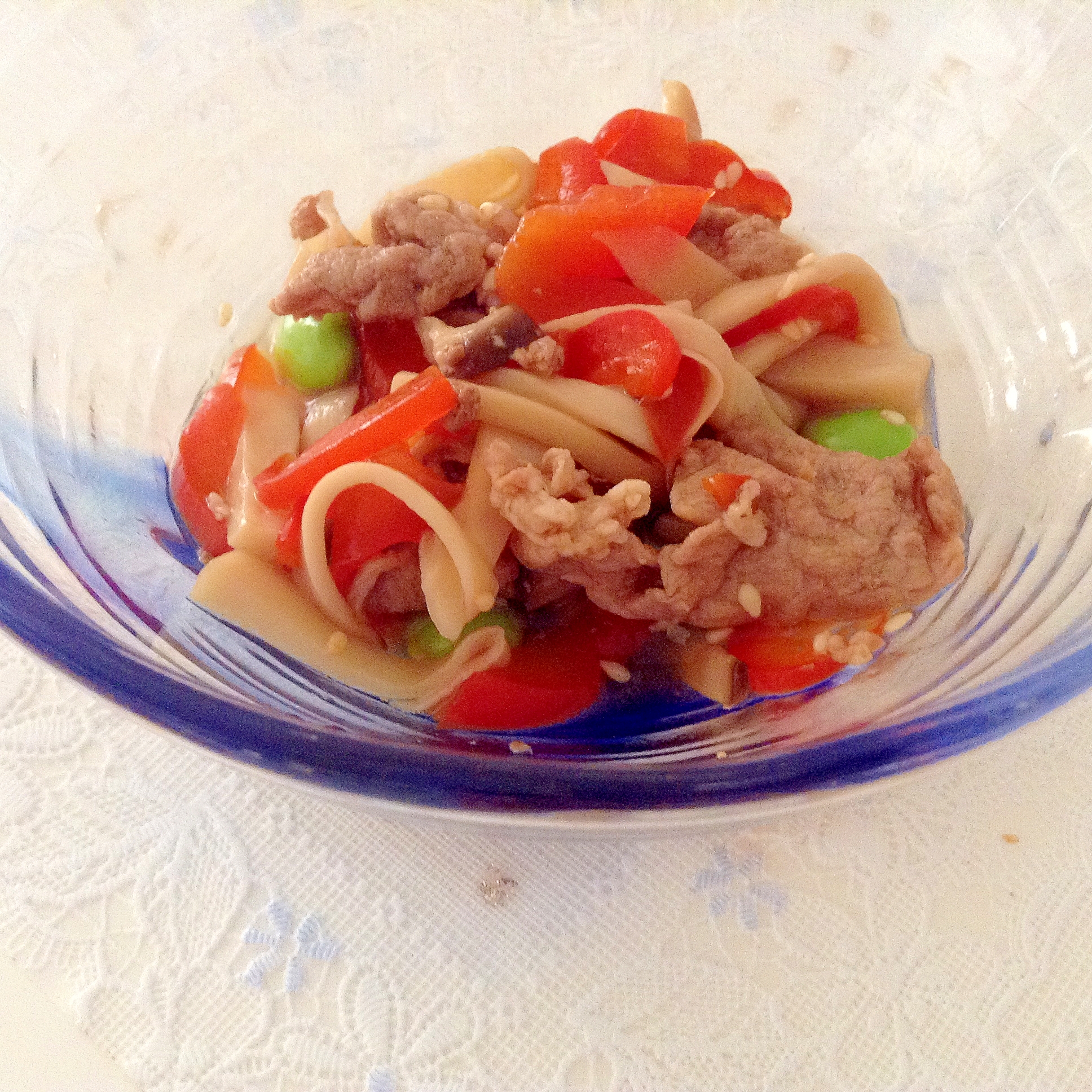 豚肉・野菜の麺つゆ浸し