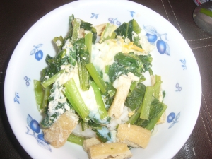 小松菜と薄揚げの麺つゆ煮