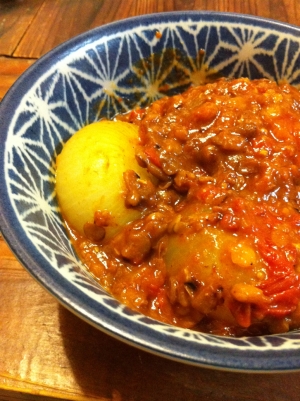 トマトカレー☆茹で鶏ストックスープ