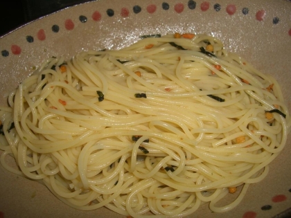 茹でつゆを入れるの忘れたので食べるときパスタがくっついて食べずらかったけど
とっても美味しかったです☆
意外なコラボで最初は不安だったけど和風パスタみたいですね