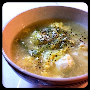 長ネギと豆腐のスープ