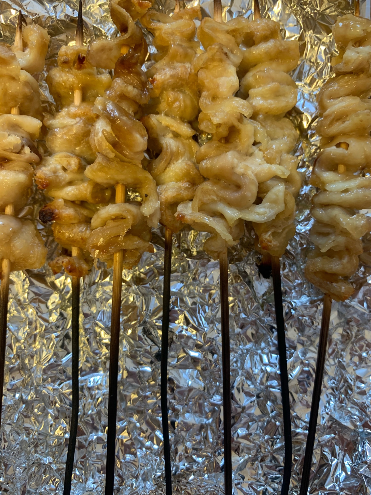 鶏胸肉2キロ調理(2)鶏皮の焼鳥串