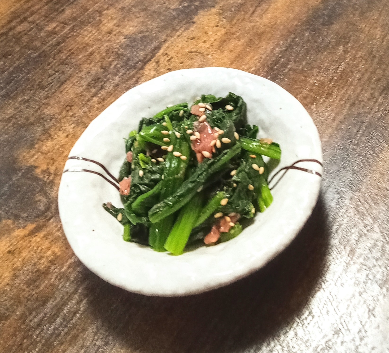 梅干し・かつお節のほうれん草和え