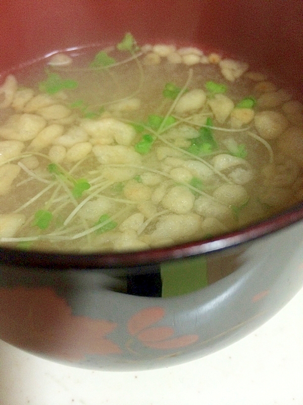 天かすとスプラウトのお味噌汁