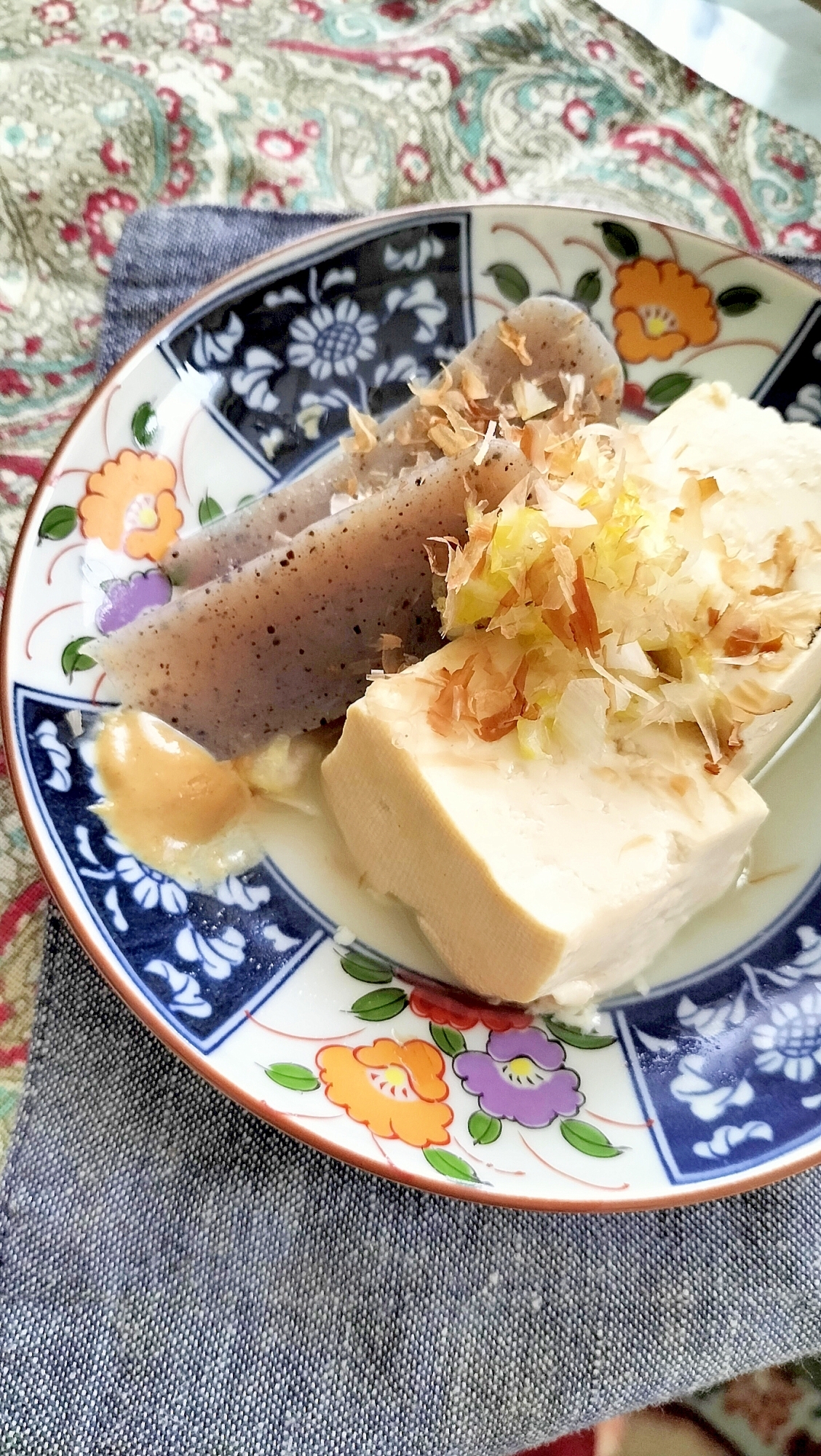 豆腐とこんにゃくの出汁煮♩ねぎおかか風味
