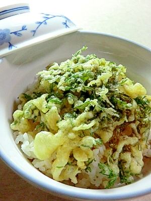 天ぷらの翌日作る、人参葉の天丼