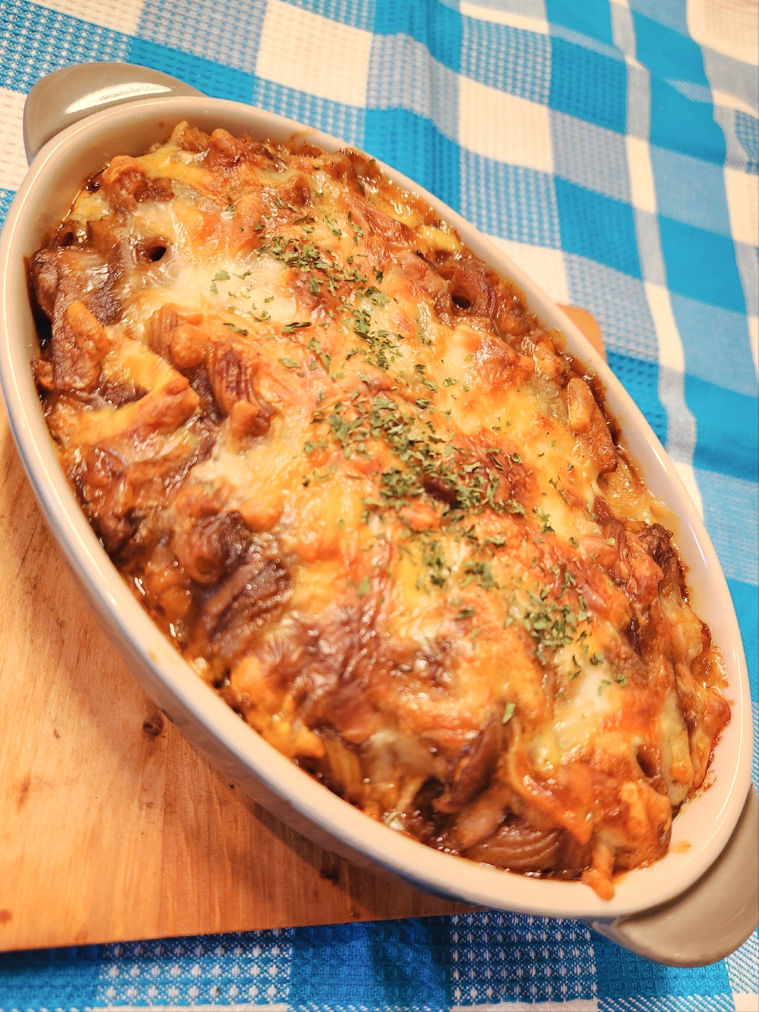 【主食】キノコとチキンのカレーグラタン