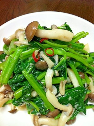 空芯菜とシメジの炒め物