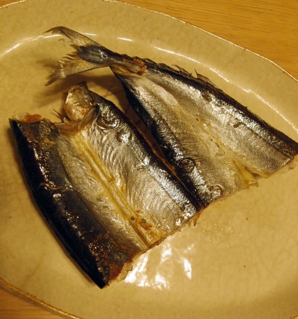 サンマの開きの蒸し焼き