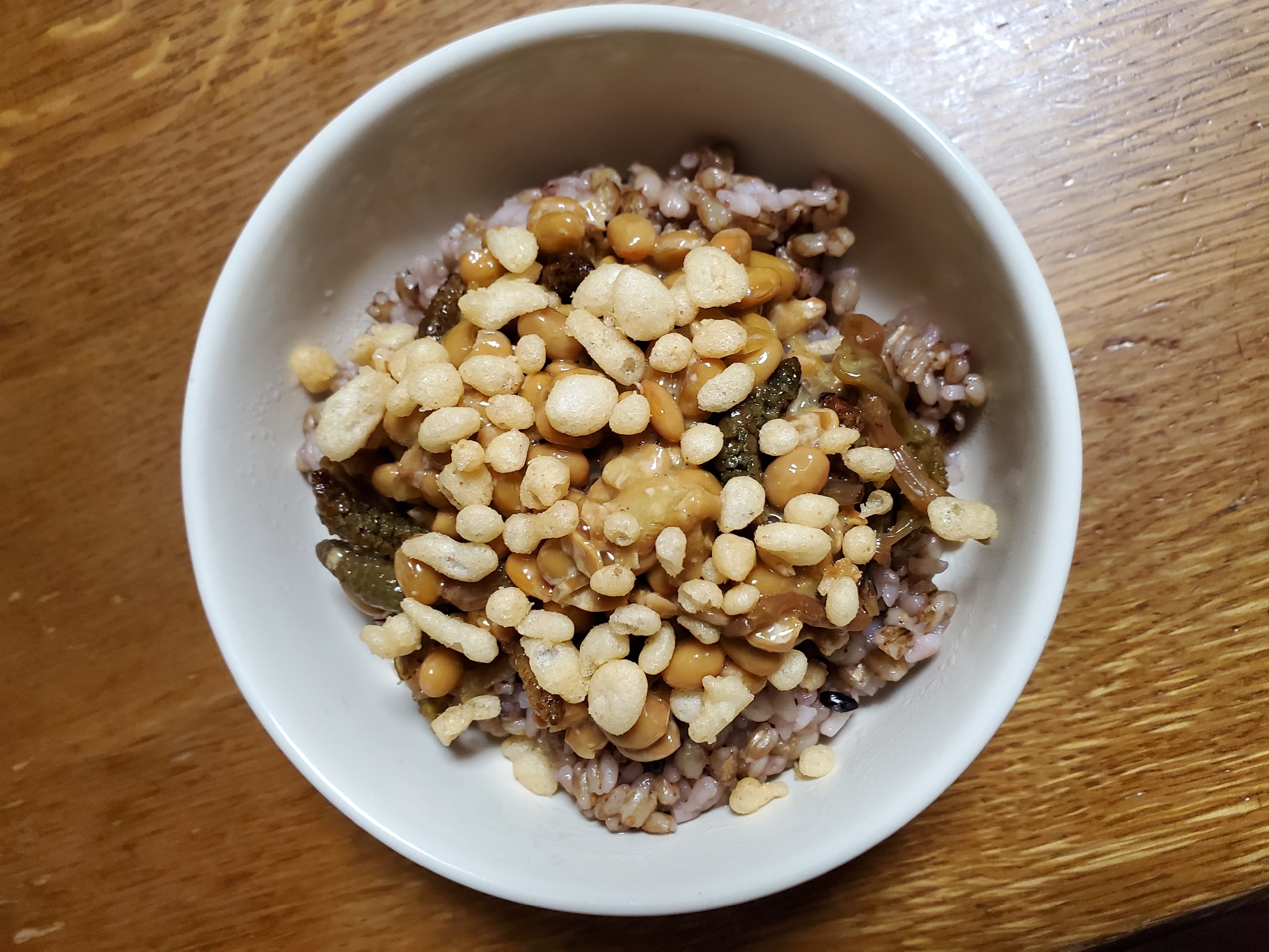 つくし納豆の天かすご飯