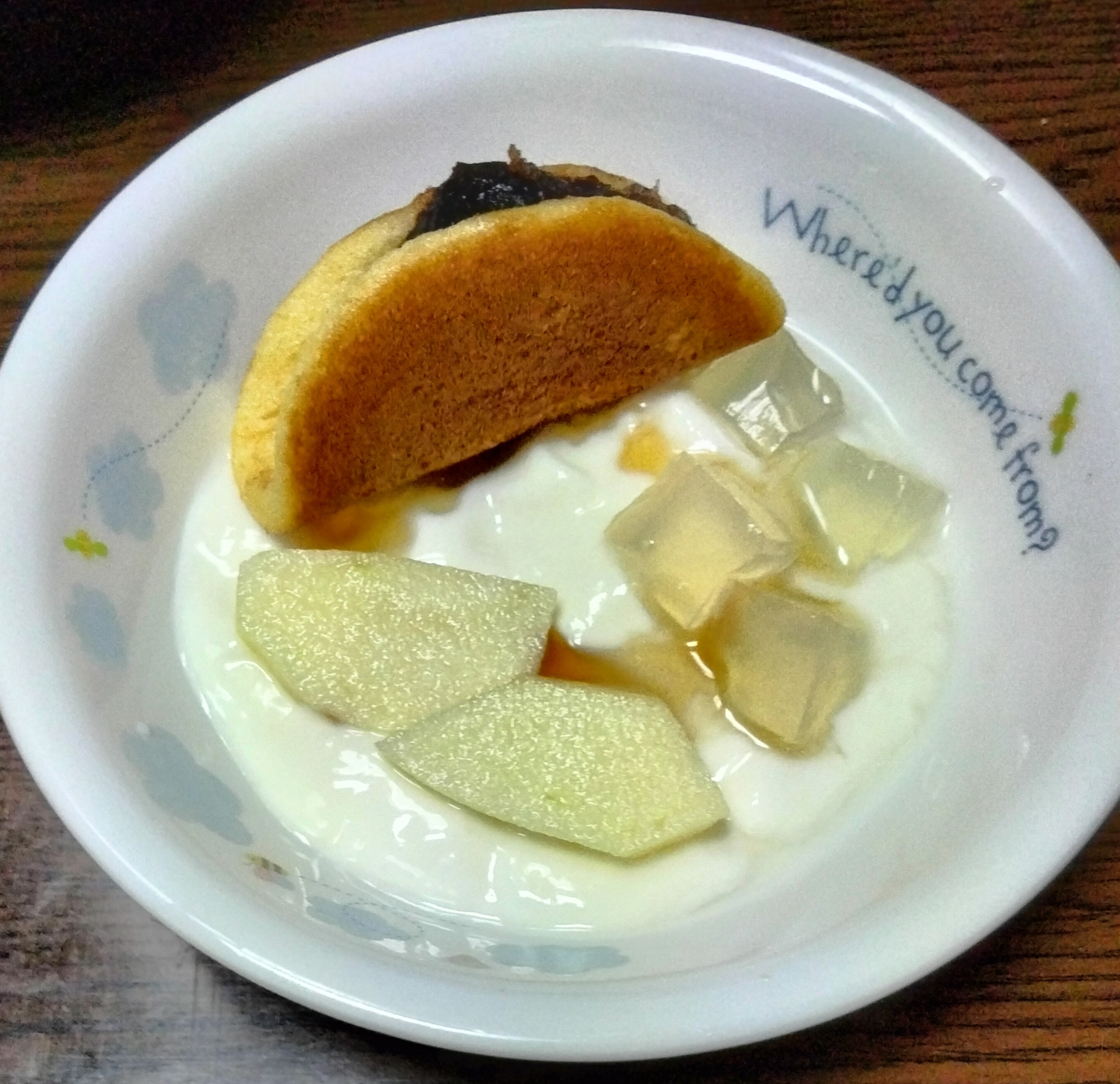 今日のヨーグルト♡和菓子&りんご&ナタデココ