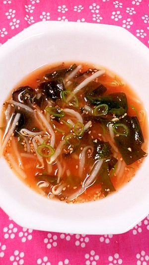 韓流，あったか☆もやしとワカメのスープ