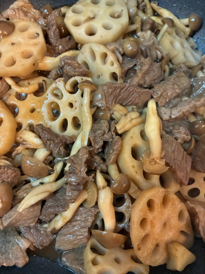 ご飯がすすむ！お肉　&  蓮根、しめじ