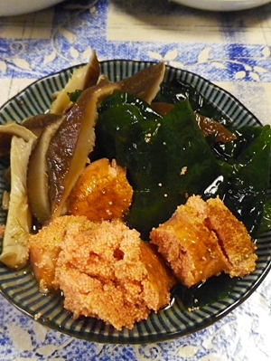 ワカメタラコ椎茸のポン酢生姜