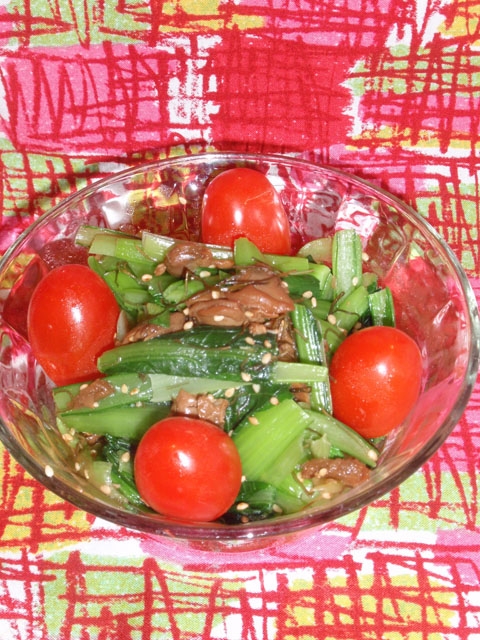 小松菜とあさりの胡麻昆布サラダ
