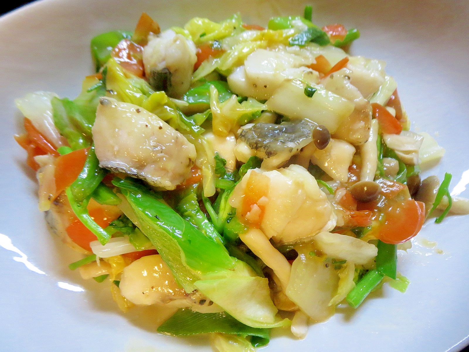 野菜たっぷりタラの甘酢和え