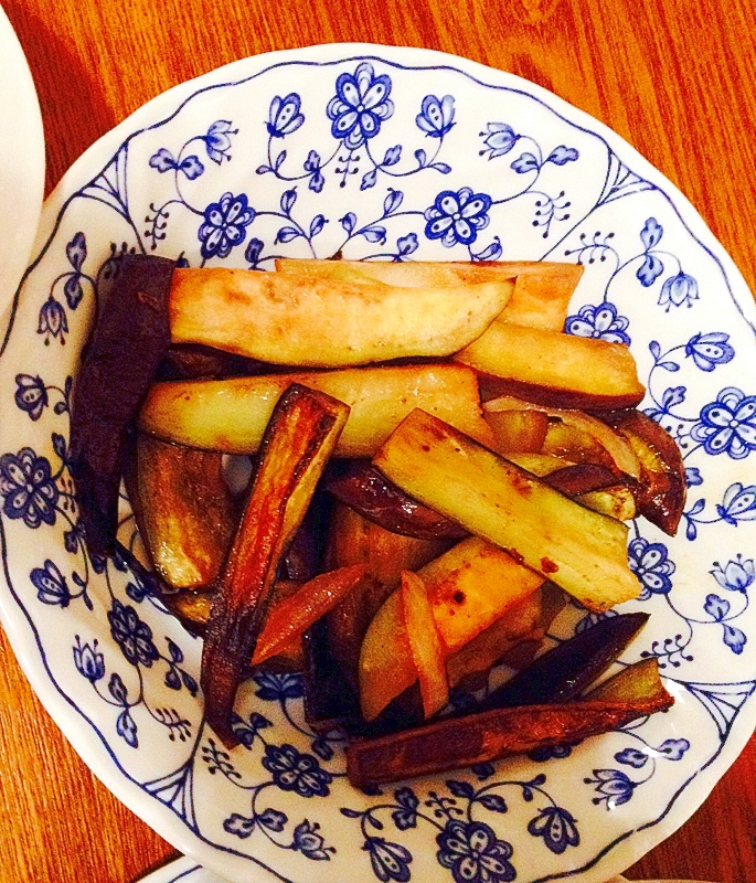 材料コレだけ！ナスの辛子醤油炒め