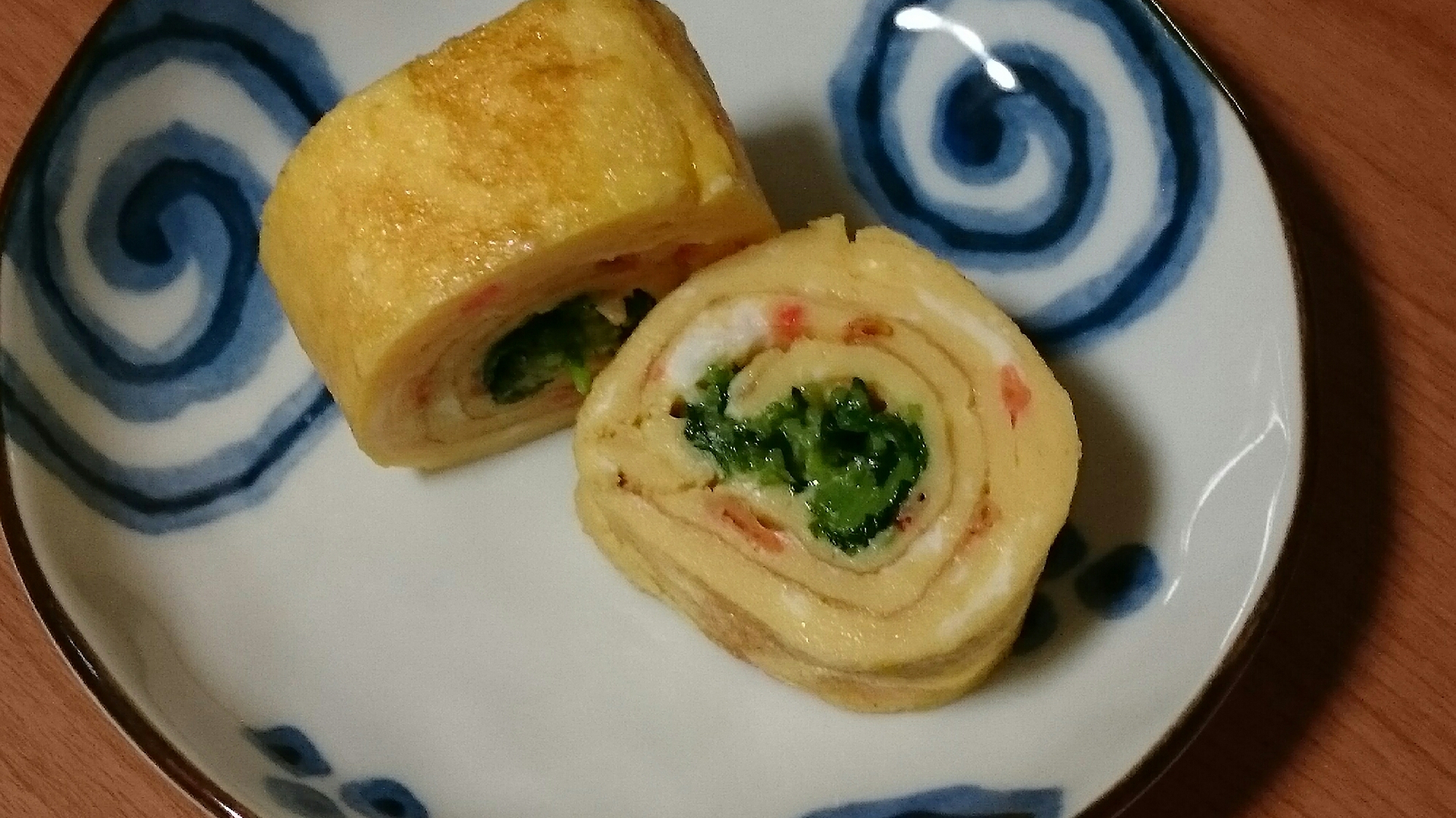 豆苗と干しえびの厚焼き玉子