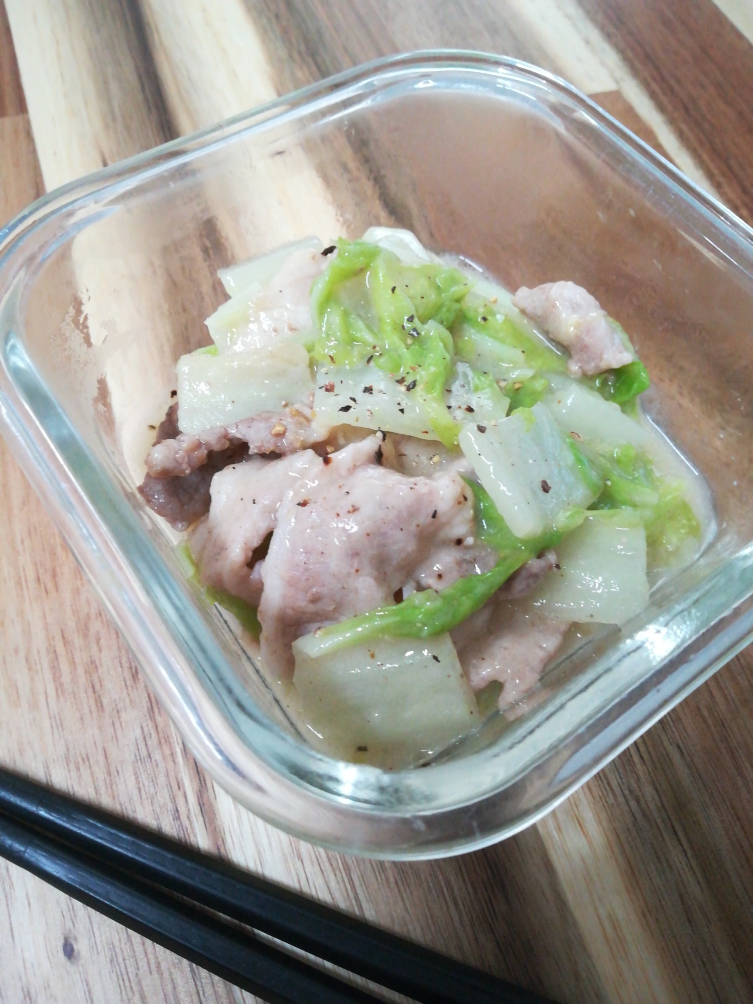白菜と豚肉のカルボナーラ煮
