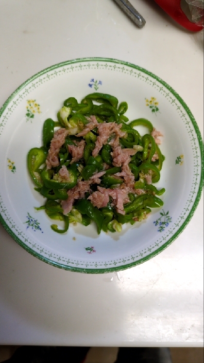 種ごとピーマンとツナの醤油炒め