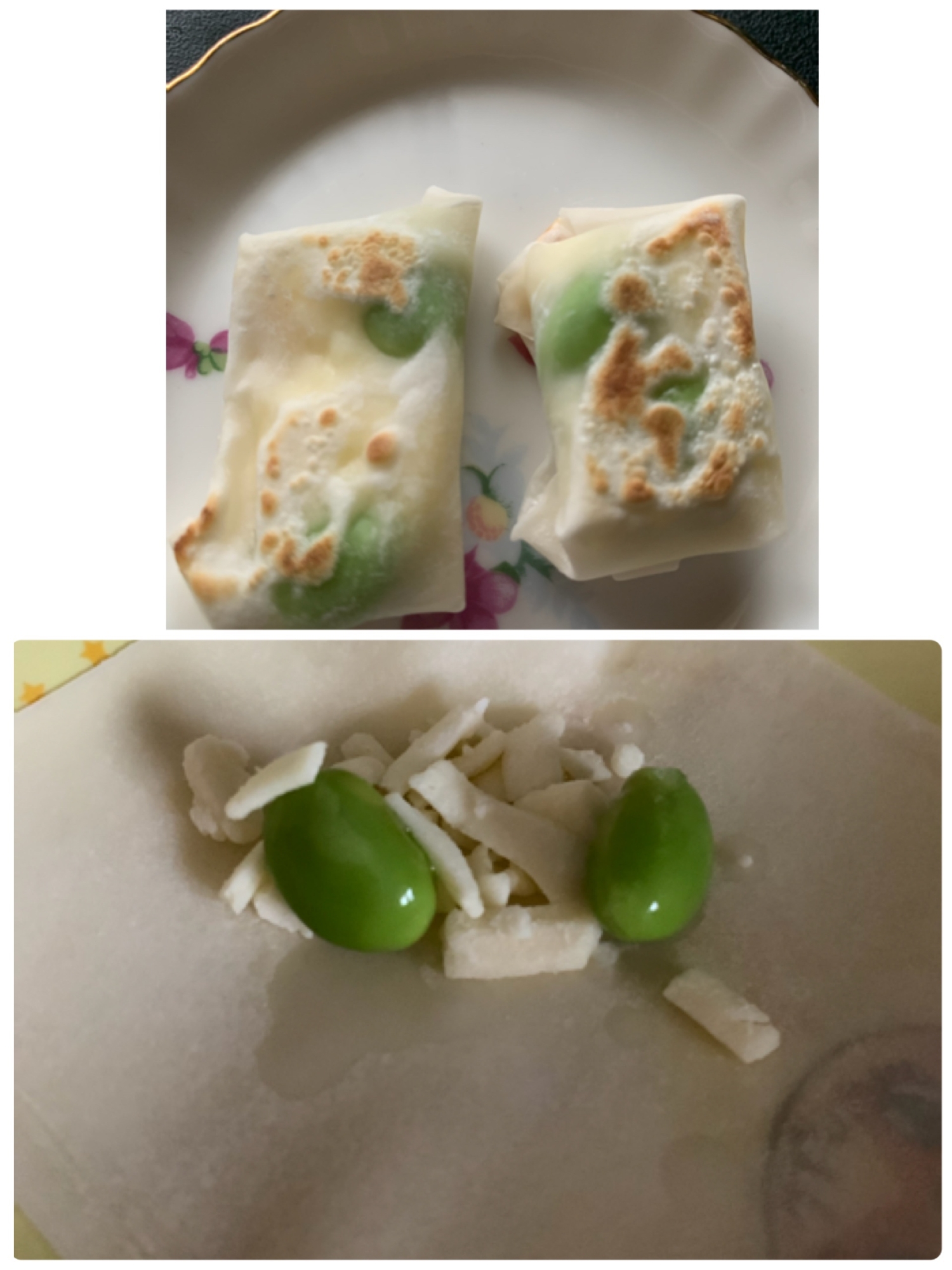 ワンタンの皮で！枝豆チーズ巻き