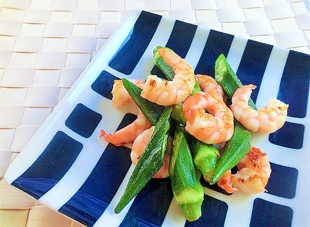 エビとオクラの塩炒め レシピ 作り方 By はぁぽじ 楽天レシピ