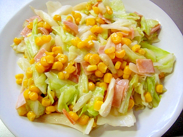 キャベツとコーンのとろみ炒め