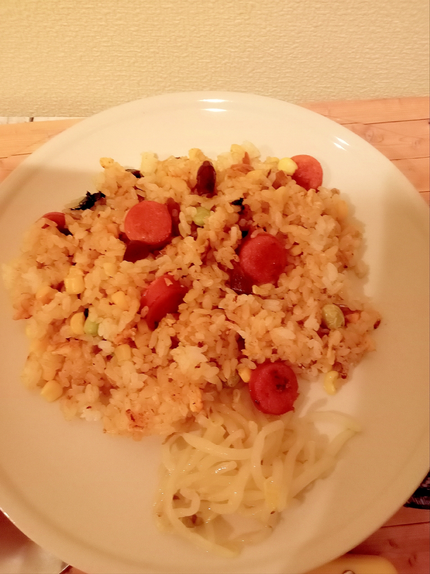 ウインナーと長ネギの卵炒飯
